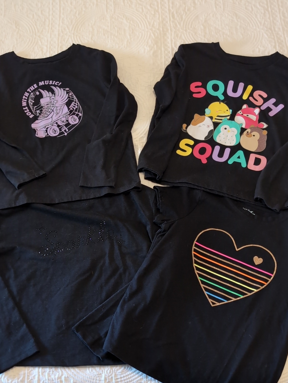 Lot Girls Medium(8) Black Graphic Shirts